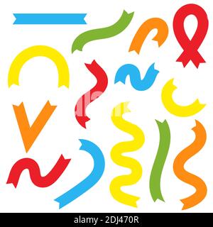 Jeu de rubans isolés de couleur plate. Adapté à la conception. Illustration de Vecteur