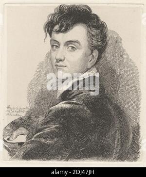 Sir George Hayter, Sir George Hayter, 1792–1871, British, d'après Sir George Hayter, 1792–1871, British, 1822, gravure à l'arrachage et à la crépière sur du papier épais, légèrement texturé, beige à feuilles de colé beige à la chine, feuille: 15 1/16 x 10 15/16 pouces (38.2 x 27.8 cm), plaque: 5 1/2 x 4 13/16 pouces (13.9 x 12.3 cm), feuille : 5 1/4 x 4 1/2 pouces (13.4 x 11.5 cm), et image : 5 7/16 x 4 13/16 pouces (13.8 x 12.2 cm), artiste, collier, graveur, regard, homme, peintre, portrait, pose, graveur, autoportrait Banque D'Images