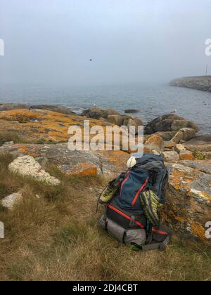 Image du concept de randonnée et de camping. Photographié sur le Camino de Santiago, Espagne Banque D'Images