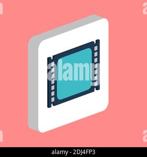 Icône de vecteur simple de lecteur vidéo. Modèle de conception de symbole d'illustration pour élément d'interface utilisateur Web mobile. Pictogramme isométrique de couleur parfaite sur carré blanc 3d. Illustration de Vecteur