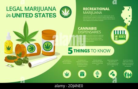Infographie sur la légalisation de la marijuana aux États-Unis Illustration de Vecteur