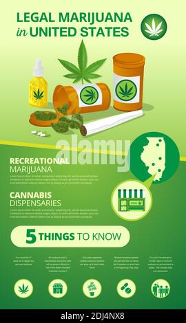 Infographie sur la légalisation de la marijuana aux États-Unis Illustration de Vecteur