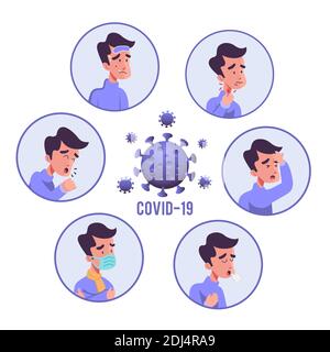 Illustration des symptômes du virus Corona Illustration de Vecteur