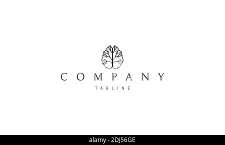 Logo vectoriel sur lequel une image abstraite du cerveau humain sous la forme d'un arbre à feuilles. Illustration de Vecteur