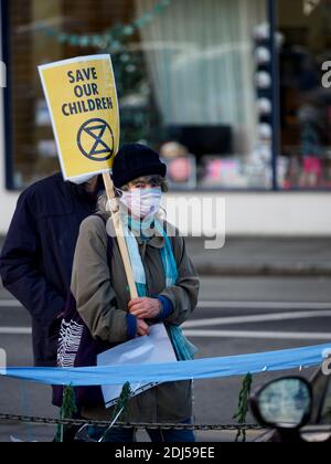 Protester de rébellion d'extinction du Devon du Nord, Bideford, Devon, 12/12/2020 Banque D'Images