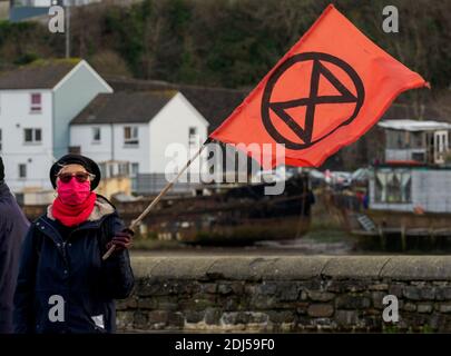 Protester de rébellion d'extinction du Devon du Nord, Bideford, Devon, 12/12/2020 Banque D'Images