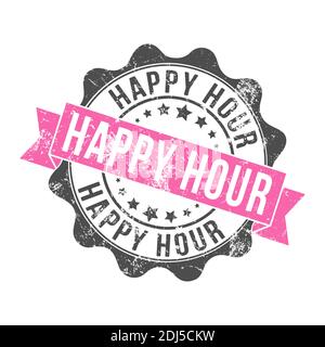 HAPPY HOUR. Tamponner l'impression avec l'inscription. Ancien timbre vintage usé. Illustration du vecteur de stock. Illustration de Vecteur