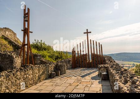 Clocher reconstruit sur la chapelle de Waldeck-Castle à Kemnath-Waldeck, en Allemagne Banque D'Images