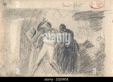 Macbeth: Banquet Scene, George Romney, 1734–1802, britannique, non daté, Graphite sur moyen, modérément texturé, papier de wove crème, feuille: 5 5/8 x 8 3/8 pouces (14.3 x 21.3 cm), banquet, thème littéraire, Macbeth, pièce de William Shakespeare, pièces de William Shakespeare Banque D'Images