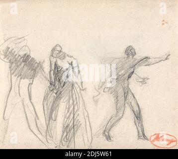 Macbeth: Banquet Scene, George Romney, 1734–1802, britannique, non daté, Graphite sur moyen, légèrement texturé, papier de la feuille de crème, feuille: 5 5/8 x 6 3/4 pouces (14.3 x 17.1 cm), banquet, thème littéraire, Macbeth, pièce de William Shakespeare, pièces de William Shakespeare Banque D'Images