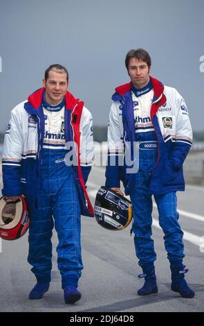 Test Formule 1 , Barcelone 1997, Jacques Villeneuve, Heinz-Harald Frentzen (D) Banque D'Images