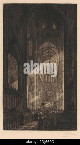 Abbaye de Westminster, imprimé par Charles William Sherborn, 1831–1912, British, 1877, Etching sur du papier vélin moyen, légèrement texturé et crème Banque D'Images