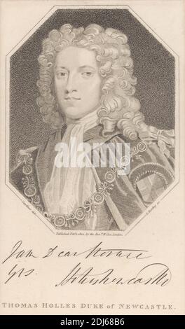 Thomas Holles, duc de Newcastle, imprimé par Edward Harding, 1755–1840, British, d'après William Nelson Gardiner, 1766–1814, Irish, 1802, gravure en crépettes sur papier de vélin moyen, légèrement texturé et crème Banque D'Images