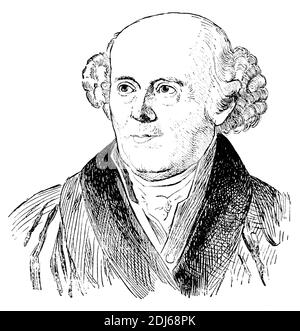 Portrait de Samuel Hahnemann - un médecin allemand, mieux connu pour la création du système pseudo-scientifique de la médecine alternative appelée homéopathie. Illustration du 19e siècle. Arrière-plan blanc. Banque D'Images