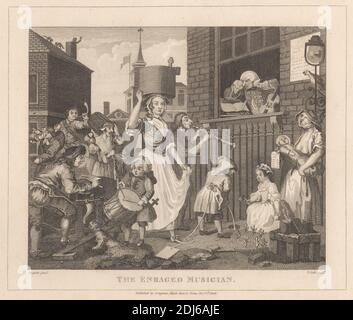 Le musicien enragé, Print Made by Thomas Cook, 1744–1818, British, d'après William Hogarth, 1697–1764, British, publié par Longman, active 1804–1914, British, 1806, Etching et gravure en lignes sur papier à feuilles de verre crème, légèrement texturé Banque D'Images