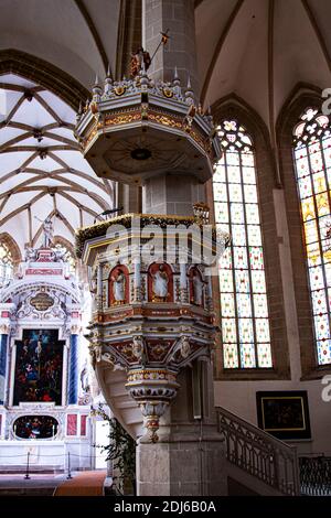 Allemagne, Torgau, Stadtkirche Marien, Eglise Sainte Marie, lieu de sépulture de la femme de Luther, Katharina von Bora, Banque D'Images