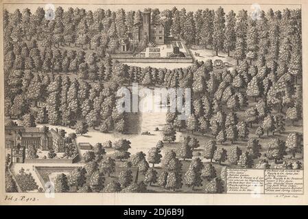 Une vue de la Maison Boscobel et des Dames blanches, avec le Bois où le roi Charles II s'est caché après la bataille de Worcester, impression faite par Michael van der Gucht, 1660–1725, flamand, après Venceslaus Holar, 1607–1677, Bohême, entre 1675 et 1725, Etching sur papier crème, légèrement texturé Banque D'Images