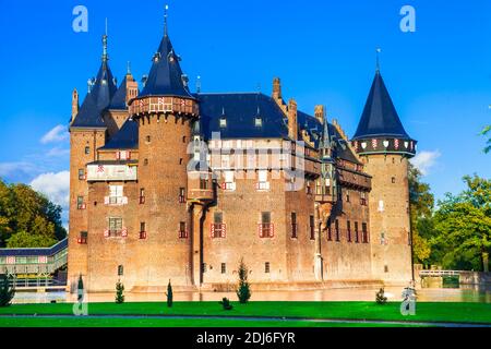 Les plus beaux châteaux médiévaux d'Europe - de Haar en Hollande, ville d'Utrecht, pays-Bas Banque D'Images