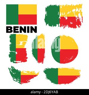 Bénin drapeau, vector illustration sur fond blanc Illustration de Vecteur