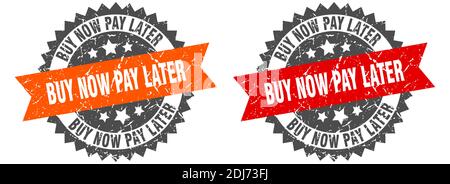 achetez maintenant payez plus tard l'ensemble de timbres de grunge. achetez maintenant payez plus tard l'affiche de bande Illustration de Vecteur