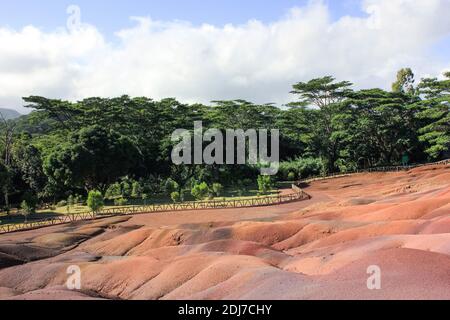 Attractions de l'île Maurice. Parc national unique sept couleurs de la terre Shamarel. Tourisme. Banque D'Images