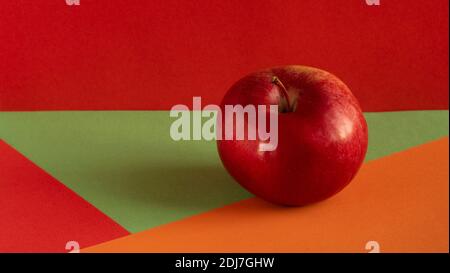 One ripe red Apple. Two red apples. Isolated on the background. Stock Photo