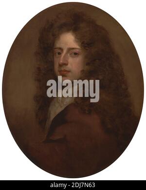 Autoportrait, Sir Godfrey Kneller, 1646–1723, allemand, actif en Grande-Bretagne (à partir de 1676), entre 1672 et 1673, huile sur toile, support (PTG): 25 5/8 x 21 pouces (65.1 x 53.3 cm), homme, ovale, portrait, autoportrait, perruque Banque D'Images