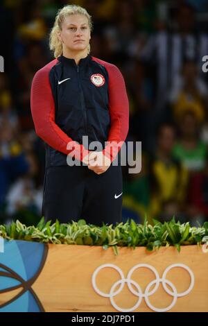 Médaille d'or Kayla Harrison au Judo féminin -78kgs tenu au Carioca Arena 2 pendant le jour 6 des Jeux Olympiques de Rio 2016 le 11 août 2016 à Rio de Janeiro, Brésil. Photo de Lionel Hahn/ABACAPRESS.COM Banque D'Images