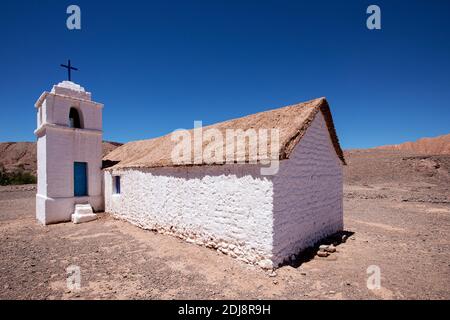 La petite Capilla de San Isidro, Catarpe, région d'Antofagasta, Chili. Banque D'Images