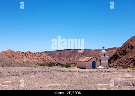 La petite Capilla de San Isidro, Catarpe, région d'Antofagasta, Chili. Banque D'Images