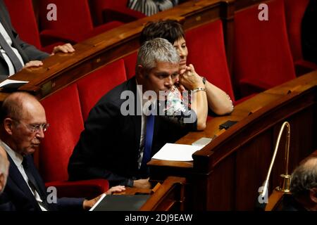 Le président des Républicains, Laurent Wauquiez, à l'heure des questions, à l'Assemblée nationale française à Paris, le 28 septembre 2016. Photo de Henri Szwarc/ABACAPRESS.COM Banque D'Images