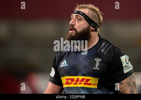 Limerick, Irlande. 13 décembre 2020. Joe Marler de Harlequins lors de la coupe Heineken Champions Round 1, Pool B Match entre Munster Rugby et Harlequins au parc Thomond de Limerick, Irlande, le 13 décembre 2020 (photo par Andrew SURMA/ Credit: SIPA USA/Alay Live News Banque D'Images