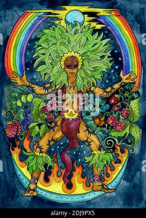 Signe de zodiaque, illustration graphique fantaisie dessinée à la main. Dessin mystique occulte avec symbole horoscope, concept d'astrologie Banque D'Images