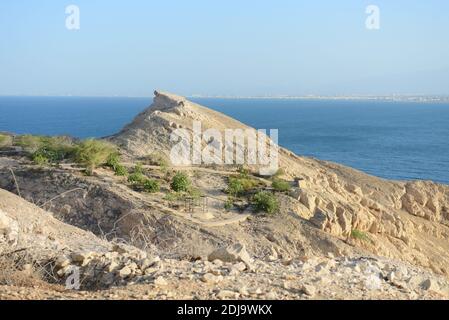 Jazirat Jabal Al AWD près de la plage Al Sawadi en Oman. Banque D'Images