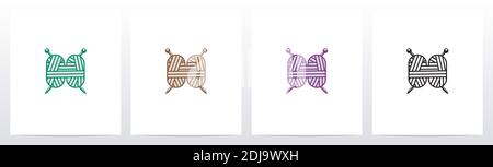 Balle en laine avec forme de lettre H Illustration de Vecteur