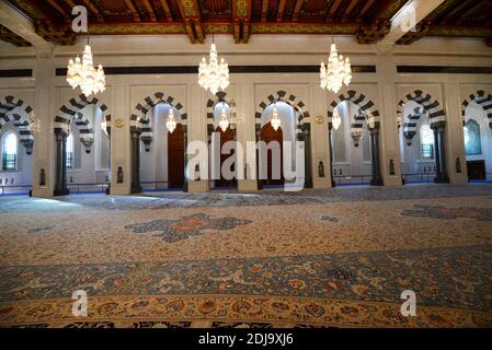 La grande mosquée du Sultan Qaboos à Muscat, Oman. Banque D'Images