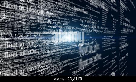 Blocs de code de programme volant dans l'espace virtuel Banque D'Images