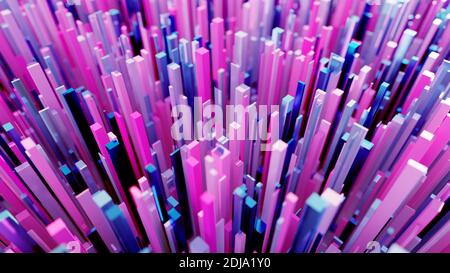 Paysage dispersé de nombreux cubes bleus et violets Banque D'Images