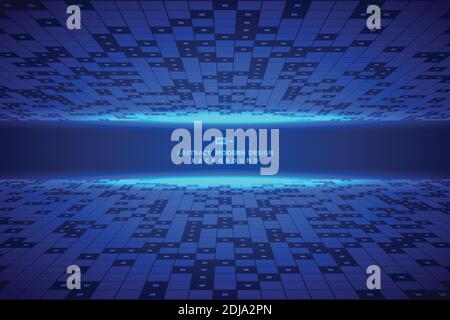 Motif numérique abstrait carré bleu à partir de l'arrière-plan. Effet bleu carré éléments géométriques vue en perspective de l'illustration. Vecteur d'illustration Illustration de Vecteur