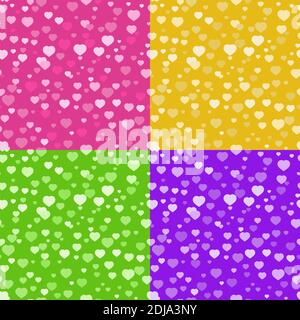 Ensemble de motifs colorés sans couture de coeurs mignons. Peut être utilisé pour l'impression sur tissu ou papier. Illustration vectorielle plate simple. Illustration de Vecteur