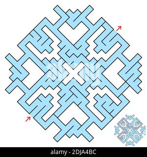 Labyrinthe fantastique coloré sous la forme d'un diamant avec une entrée et une sortie. Illustration vectorielle plate simple isolée sur fond blanc. Illustration de Vecteur