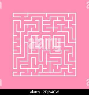 Un labyrinthe carré avec une entrée et une sortie. Illustration vectorielle plate simple isolée sur un arrière-plan coloré Illustration de Vecteur