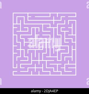 Un labyrinthe carré avec une entrée et une sortie. Illustration vectorielle plate simple isolée sur un arrière-plan coloré Illustration de Vecteur