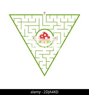 Labyrinthe triangulaire vert. Trouvez la bonne façon de sortir du labyrinthe. Illustration vectorielle plate simple isolée sur fond blanc. Avec un joli personnage de dessin animé Illustration de Vecteur