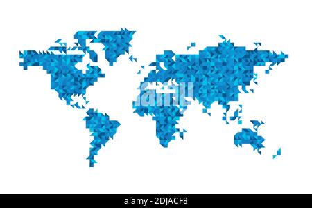 Carte du monde mosaïque bleue de petits bardeaux. Illustration vectorielle. Illustration de Vecteur