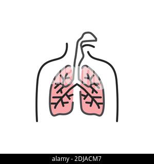 Icône de couleur de la ligne de virus dans les poumons. Inscrivez-vous pour accéder à une page Web ou à une application mobile Illustration de Vecteur