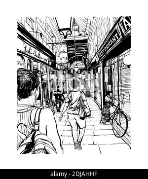 Promenez-vous dans une arcade parisienne - illustration vectorielle Illustration de Vecteur