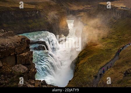 Chute d'eau de Gullfoss partie de la visite du cercle d'or en Islande Banque D'Images