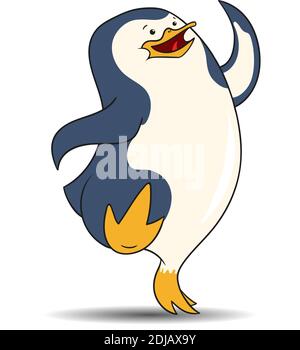 Mignon pingouin est de marcher et de la main de la main, dessin animé vecteur illustration Illustration de Vecteur