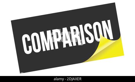 Texte DE COMPARAISON inscrit sur un autocollant jaune noir. Banque D'Images